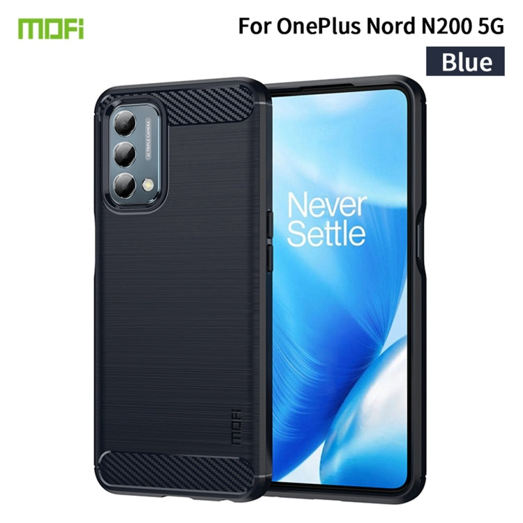 For Oneplus Nord N200 5G MOFI Gentleness Series Brushed Texture Carbon Fiber Soft TPU Phone Case(Blue) - free shipping - PMC TechLife - Order now!