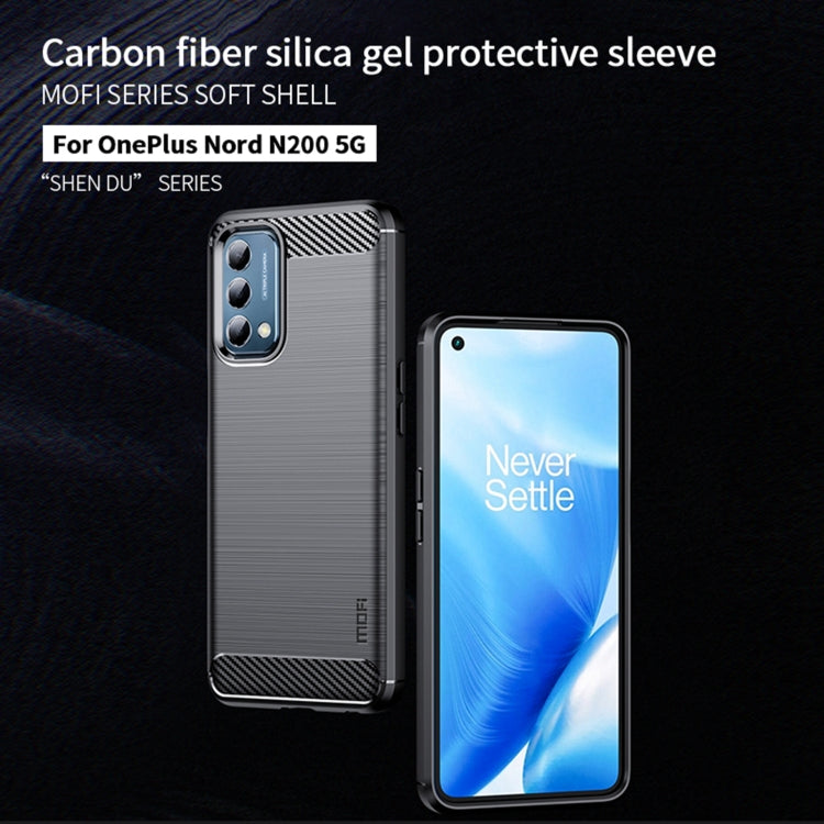 For Oneplus Nord N200 5G MOFI Gentleness Series Brushed Texture Carbon Fiber Soft TPU Phone Case(Gray) - OnePlus Cases by MOFI | Online Shopping South Africa | PMC TechLife