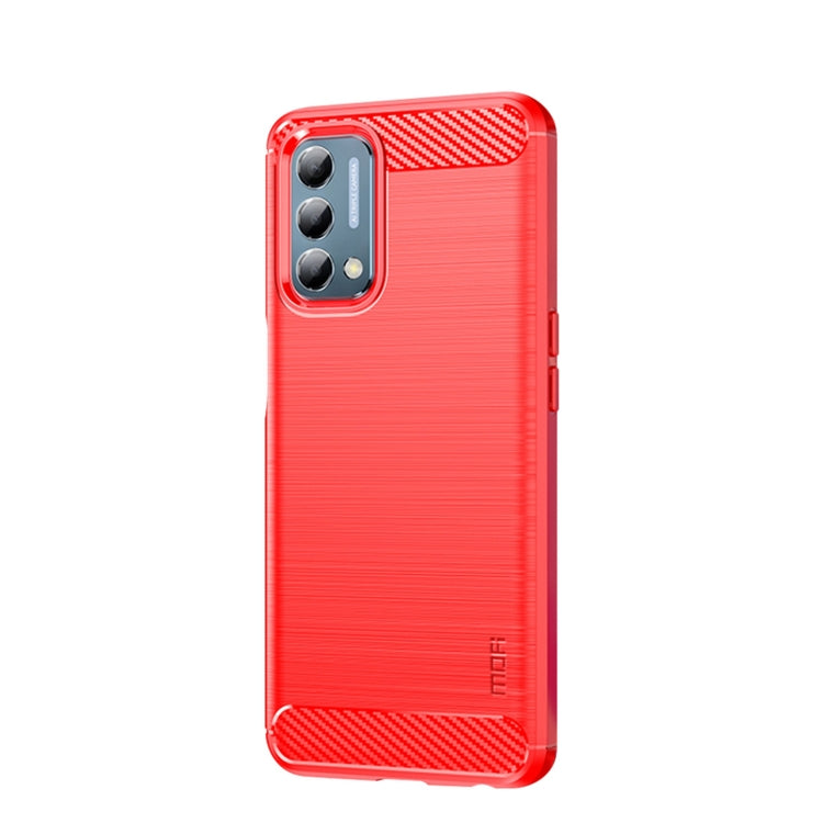 For Oneplus Nord N200 5G MOFI Gentleness Series Brushed Texture Carbon Fiber Soft TPU Phone Case(Red) - OnePlus Cases by MOFI | Online Shopping South Africa | PMC TechLife | Buy Now Pay Later Mobicred