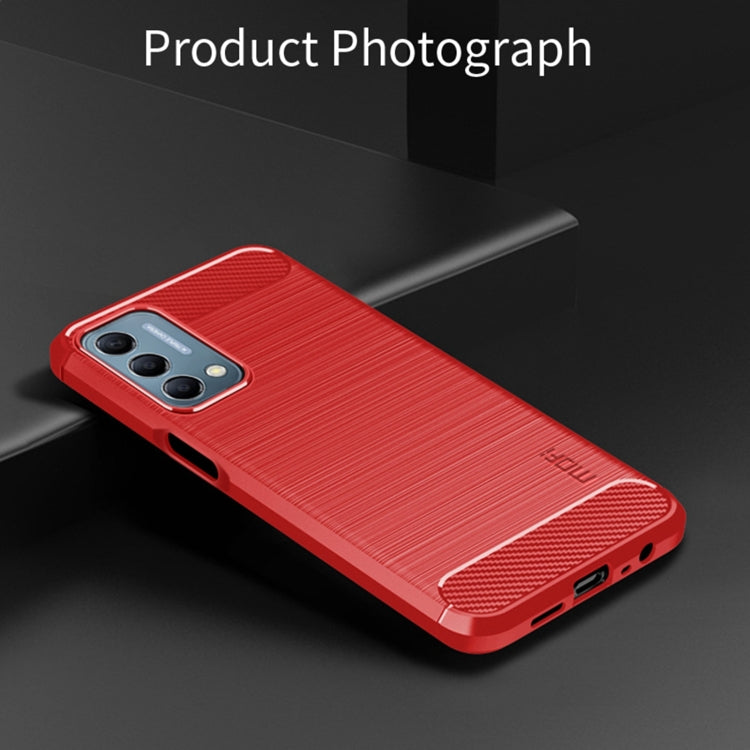 For Oneplus Nord N200 5G MOFI Gentleness Series Brushed Texture Carbon Fiber Soft TPU Phone Case(Red) - OnePlus Cases by MOFI | Online Shopping South Africa | PMC TechLife | Buy Now Pay Later Mobicred