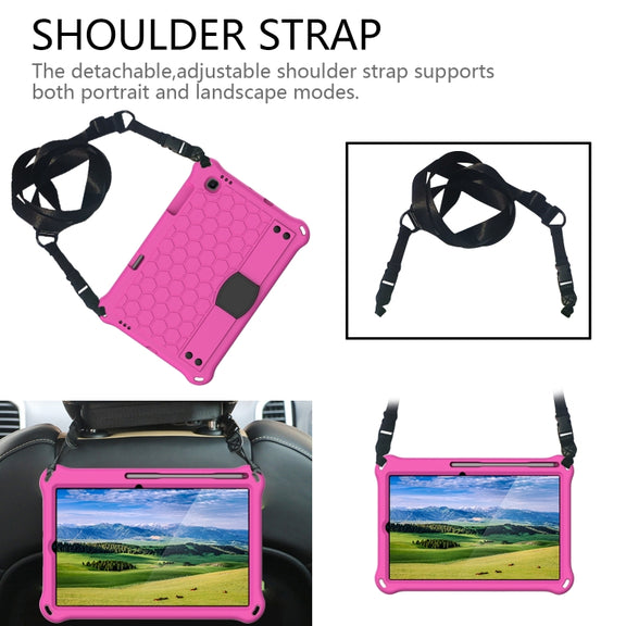 For Lenovo X306 / X606 / K10 Honeycomb EVA + PC Shockproof Tablet Case with Strap(Rose Red+Black)
