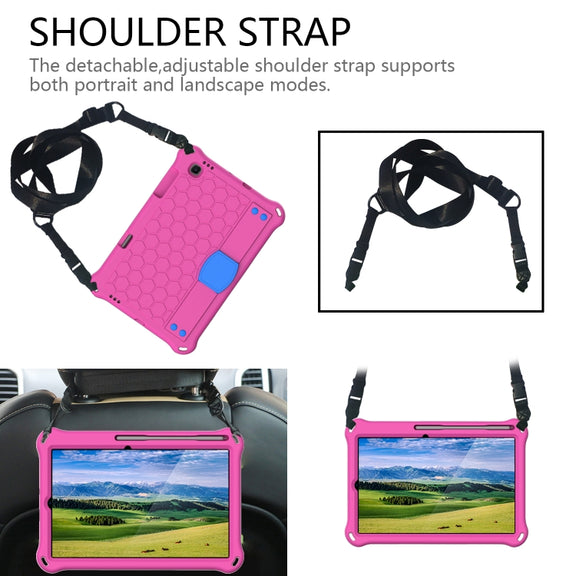 For Lenovo X306 / X606 / K10 Honeycomb EVA + PC Shockproof Tablet Case with Strap(Rose Red+Blue)