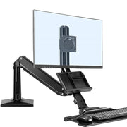 NORTH BAYOU NB35 Ergonomic 19-27 Inch Monitor Holder with Foldable Keyboard Tray Full Motion Sit-Stand Workstation