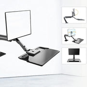 NORTH BAYOU NB40 Ergonomic Height Adjust Computer Stand Workstation 22-32 Inch Monitor Mount Bracket with Keyboard Plate Desk Stand