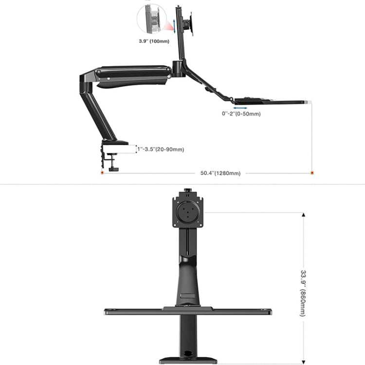 NORTH BAYOU NB40 Ergonomic Height Adjust Computer Stand Workstation 22-32 Inch Monitor Mount Bracket with Keyboard Plate Desk Stand - Laptop Stand by PMC Jewellery | Online Shopping South Africa | PMC Jewellery | Buy Now Pay Later Mobicred