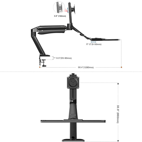 NORTH BAYOU NB40 Ergonomic Height Adjust Computer Stand Workstation 22-32 Inch Monitor Mount Bracket with Keyboard Plate Desk Stand