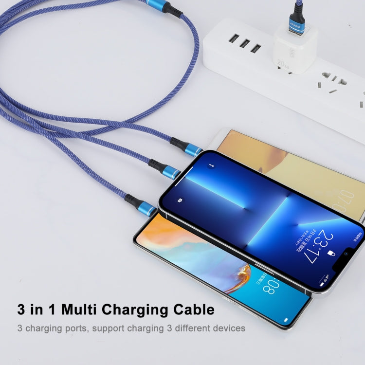 ENKAY ENK-CB121 1.5m 3 in 1 USB 3.0 to Type-C / 8 Pin / Micro USB 5A Fast Charging Cable(Black+Red)