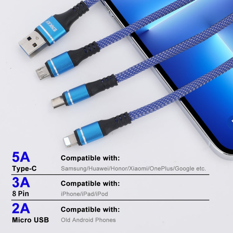 ENKAY ENK-CB121 1.5m 3 in 1 USB 3.0 to Type-C / 8 Pin / Micro USB 5A Fast Charging Cable(Black+Red)