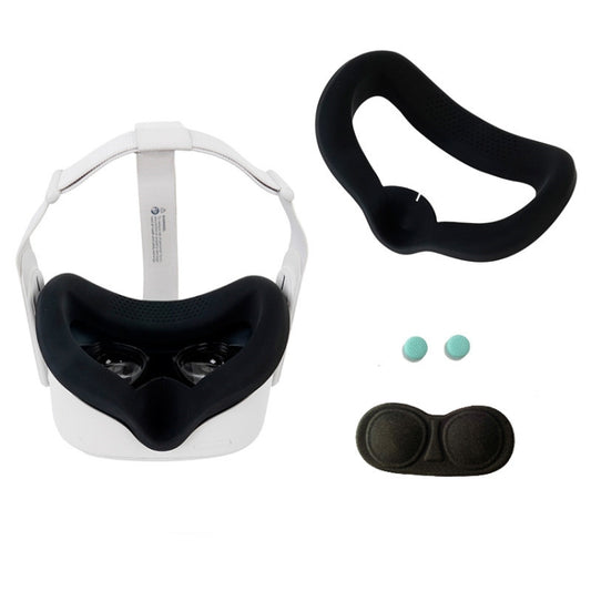 JD-391215 Suitable for Oculus Quest2 Generation VR Eye Mask Silicone Cover + Lens Cover Set(black) - VR Accessories by PMC Jewellery | Online Shopping South Africa | PMC Jewellery | Buy Now Pay Later Mobicred
