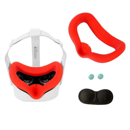 JD-391215 Suitable for Oculus Quest2 Generation VR Eye Mask Silicone Cover + Lens Cover Set(Red) - VR Accessories by PMC Jewellery | Online Shopping South Africa | PMC Jewellery | Buy Now Pay Later Mobicred