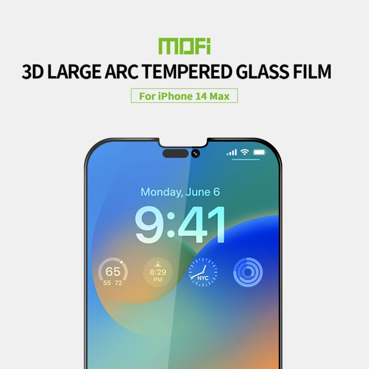 For iPhone 14 Plus MOFI 9H 3D Explosion-proof Curved Screen Tempered Glass Film(Black) - iPhone 14 Plus Tempered Glass by MOFI | Online Shopping South Africa | PMC TechLife | Buy Now Pay Later Mobicred