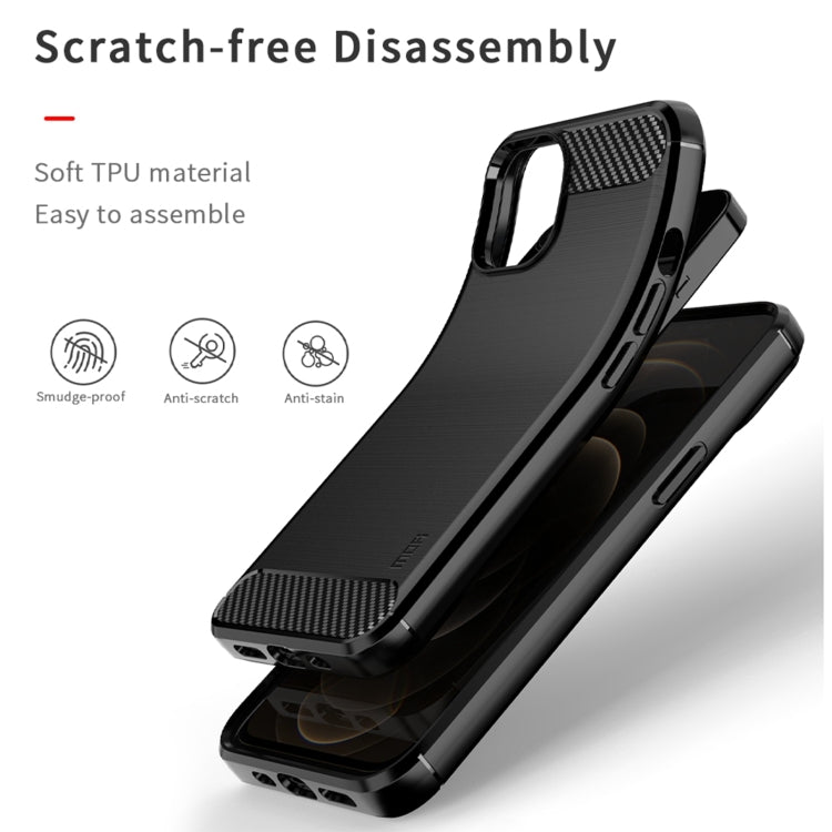 For iPhone 14 MOFI Gentleness Brushed Texture Carbon Fiber TPU Phone Case (Blue) - iPhone 14 Cases by MOFI | Online Shopping South Africa | PMC TechLife