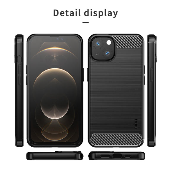 For iPhone 14 MOFI Gentleness Brushed Texture Carbon Fiber TPU Phone Case (Red)
