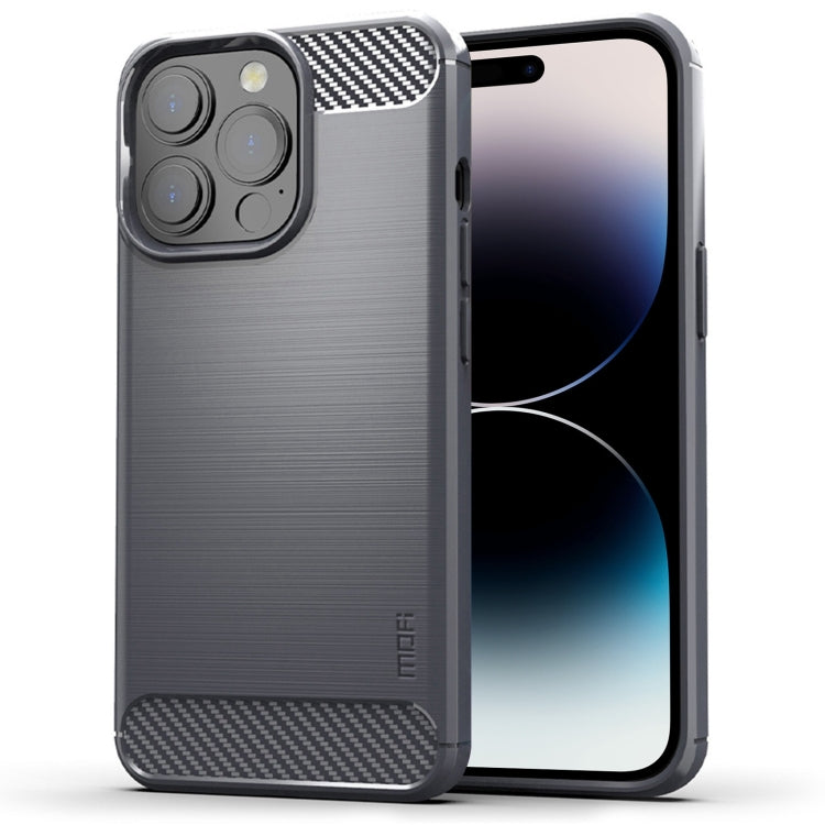 For iPhone 14 Pro MOFI Gentleness Brushed Texture Carbon Fiber TPU Phone Case (Gray) - iPhone 14 Pro Cases by MOFI | Online Shopping South Africa | PMC TechLife