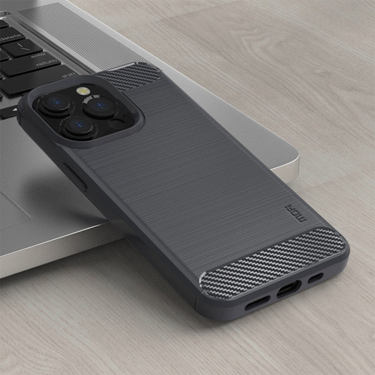 For iPhone 14 Pro MOFI Gentleness Brushed Texture Carbon Fiber TPU Phone Case (Gray) - iPhone 14 Pro Cases by MOFI | Online Shopping South Africa | PMC TechLife