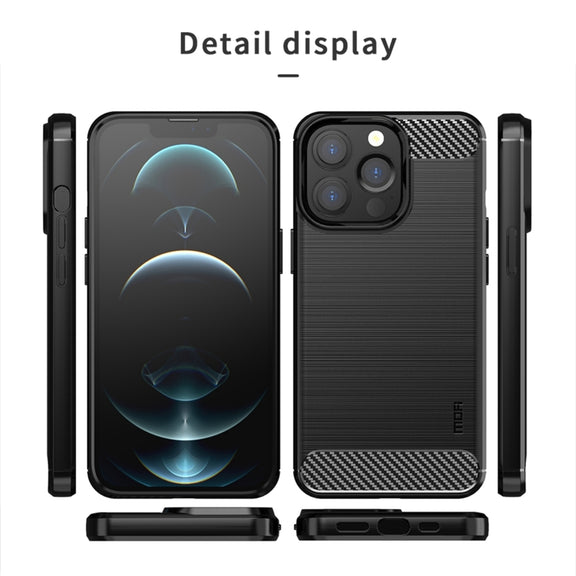 For iPhone 14 Pro MOFI Gentleness Brushed Texture Carbon Fiber TPU Phone Case (Red)