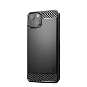 For iPhone 14 Plus MOFI Gentleness Brushed Texture Carbon Fiber TPU Phone Case  (Black)