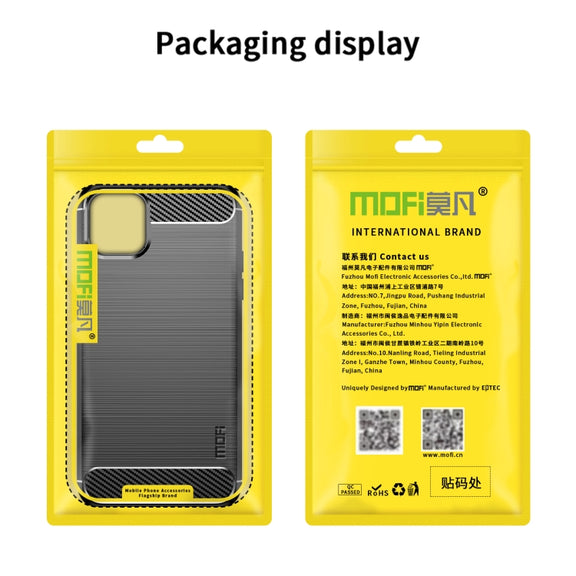 For iPhone 14 Plus MOFI Gentleness Brushed Texture Carbon Fiber TPU Phone Case  (Blue)