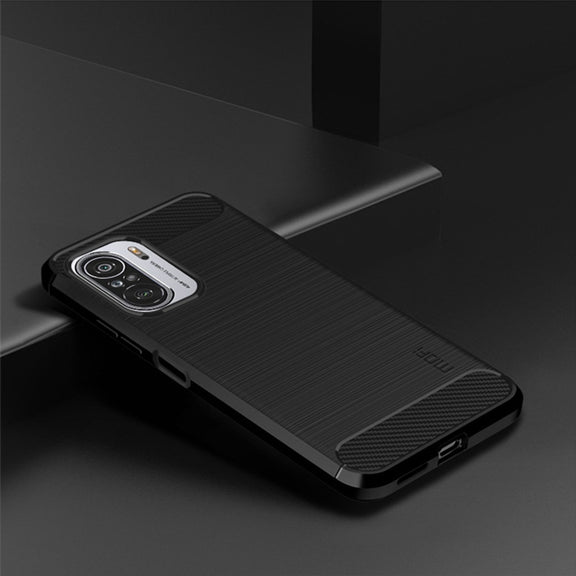 For Xiaomi Redmi Note 11T Pro 5G / 11T Pro Plus 5G MOFI Gentleness Series Brushed Texture Carbon Fiber Soft TPU Case(Black)