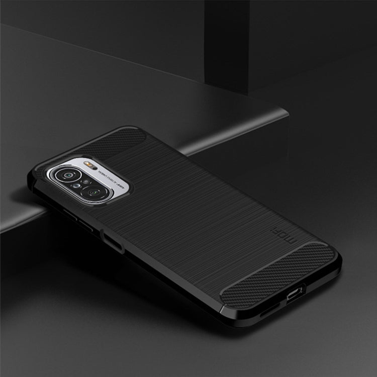 For Xiaomi Redmi Note 11T Pro 5G / 11T Pro Plus 5G MOFI Gentleness Series Brushed Texture Carbon Fiber Soft TPU Case(Black)