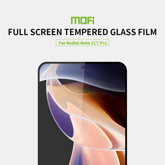 For Xiaomi Redmi Note 11T Pro MOFI 9H 2.5D Full Screen Tempered Glass Film(Black)