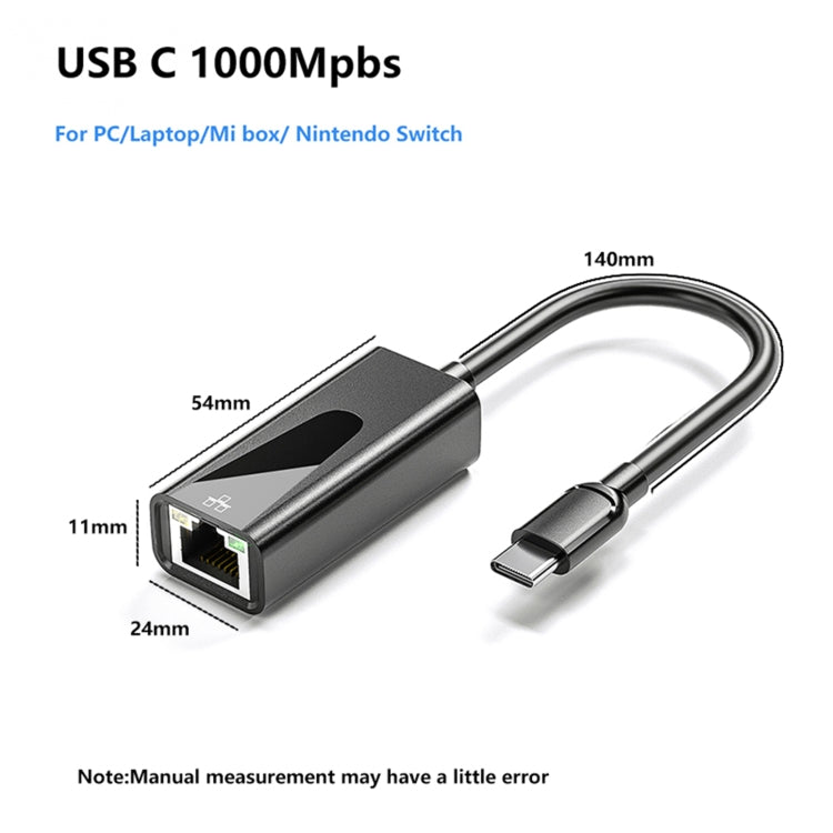 1000Mbps RJ45 Network Card USB Ethernet Adapter, port:Type-C - USB Network Adapter by PMC Jewellery | Online Shopping South Africa | PMC Jewellery | Buy Now Pay Later Mobicred