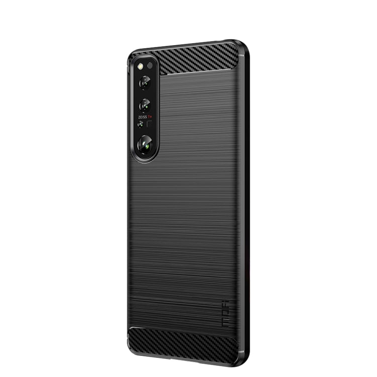 For Sony Xperia 1 IV MOFI Gentleness Series Brushed Texture Carbon Fiber Soft TPU Case(Black)