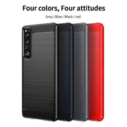 For Sony Xperia 1 IV MOFI Gentleness Series Brushed Texture Carbon Fiber Soft TPU Case(Black)