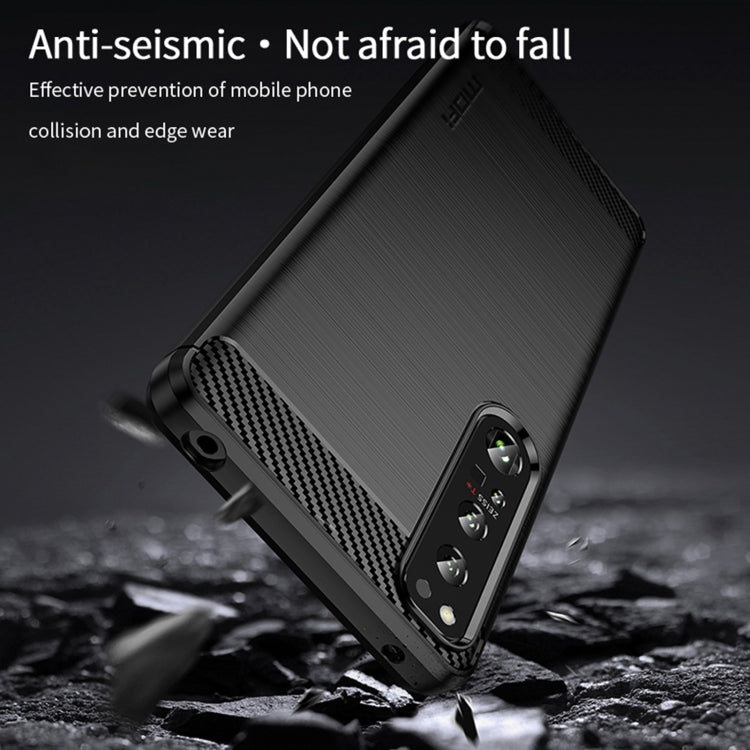 For Sony Xperia 1 IV MOFI Gentleness Series Brushed Texture Carbon Fiber Soft TPU Case(Red) - Sony Cases by MOFI | Online Shopping South Africa | PMC TechLife