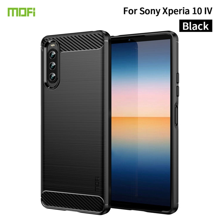 For Sony Xperia 10 IV MOFI Gentleness Series Brushed Texture Carbon Fiber Soft TPU Case(Black) - Sony Cases by MOFI | Online Shopping South Africa | PMC TechLife