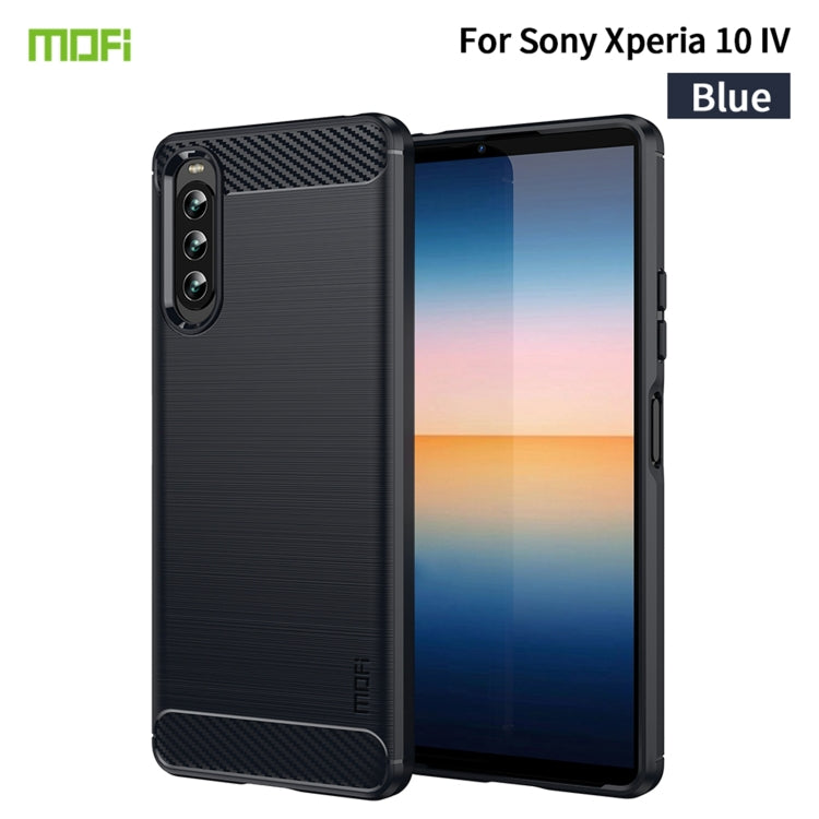 For Sony Xperia 10 IV MOFI Gentleness Series Brushed Texture Carbon Fiber Soft TPU Case(Blue) - Sony Cases by MOFI | Online Shopping South Africa | PMC TechLife