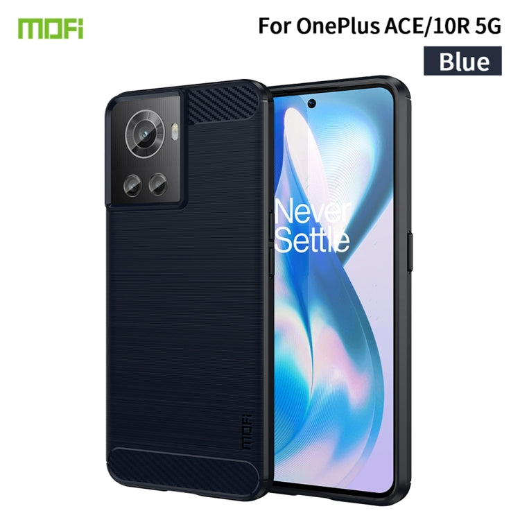 For OnePlus Ace / 10R 5G MOFI Gentleness Series Brushed Texture Carbon Fiber Soft TPU Case(Blue) - OnePlus Cases by MOFI | Online Shopping South Africa | PMC TechLife