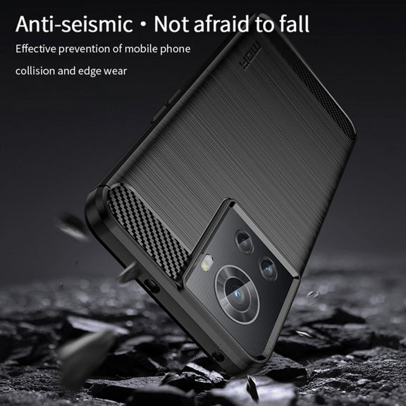 For OnePlus Ace / 10R 5G MOFI Gentleness Series Brushed Texture Carbon Fiber Soft TPU Case(Blue)