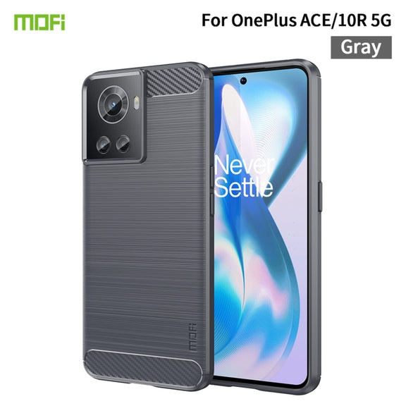 For OnePlus Ace / 10R 5G MOFI Gentleness Series Brushed Texture Carbon Fiber Soft TPU Case(Gray)