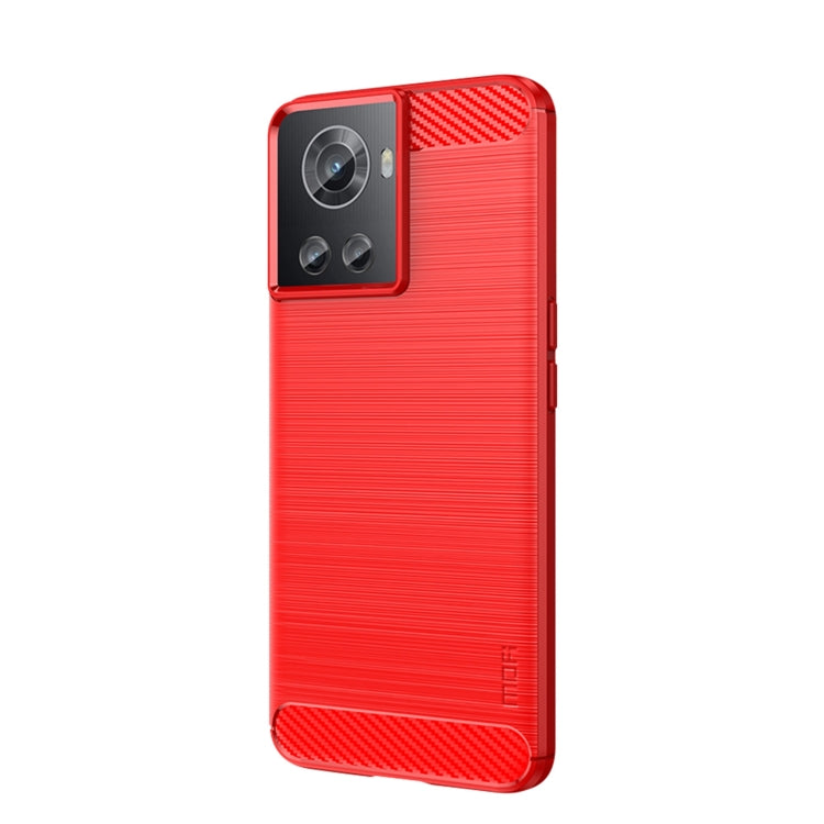 For OnePlus Ace / 10R 5G MOFI Gentleness Series Brushed Texture Carbon Fiber Soft TPU Case(Red) - OnePlus Cases by MOFI | Online Shopping South Africa | PMC TechLife