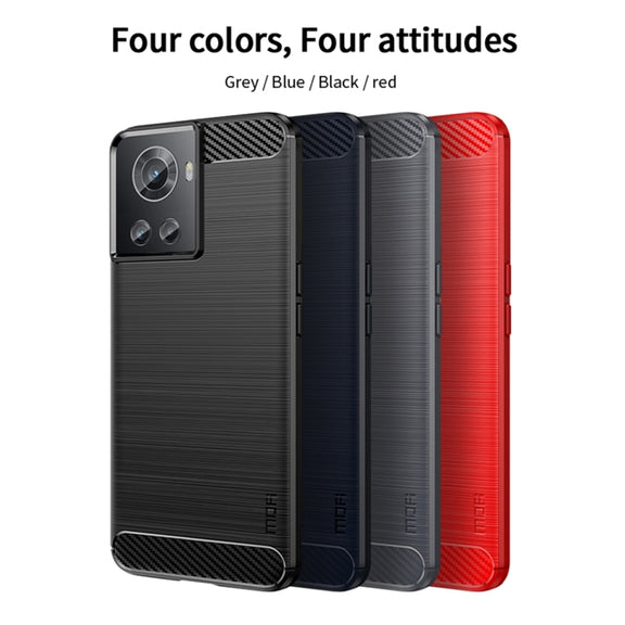 For OnePlus Ace / 10R 5G MOFI Gentleness Series Brushed Texture Carbon Fiber Soft TPU Case(Red)