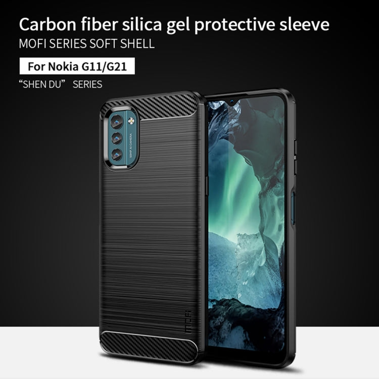 For Nokia G11 / G21 MOFI Gentleness Series Brushed Texture Carbon Fiber Soft TPU Case(Black) - Nokia Cases by MOFI | Online Shopping South Africa | PMC TechLife