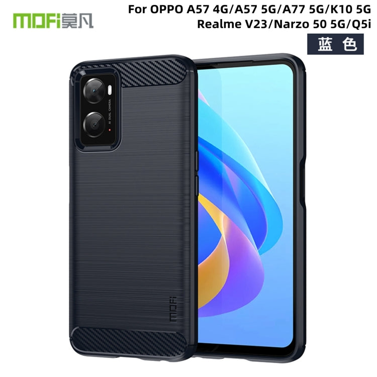 For OPPO A57 4G / A57 5G / A77 5G  MOFI Gentleness Series Brushed Texture Carbon Fiber Soft TPU Case(Blue) -  by MOFI | Online Shopping South Africa | PMC TechLife
