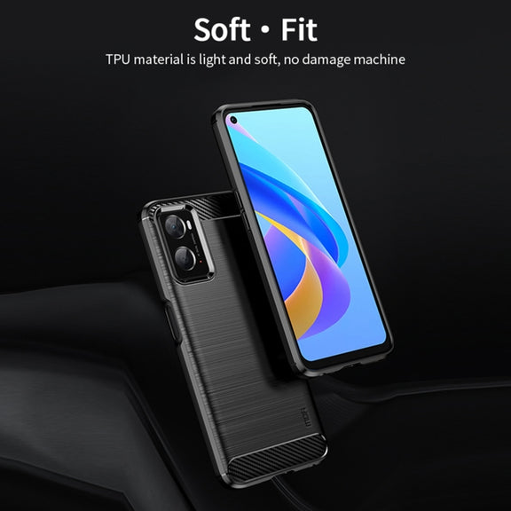 For OPPO A57 4G / A57 5G / A77 5G  MOFI Gentleness Series Brushed Texture Carbon Fiber Soft TPU Case(Blue)