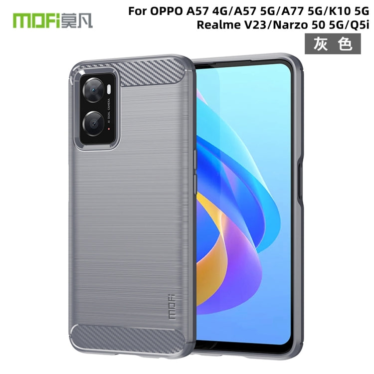 For OPPO A57 4G / A57 5G / A77 5G  MOFI Gentleness Series Brushed Texture Carbon Fiber Soft TPU Case(Gray) - free shipping - PMC TechLife - Order now!