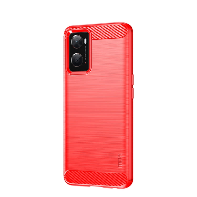 For OPPO A57 4G / A57 5G / A77 5G  MOFI Gentleness Series Brushed Texture Carbon Fiber Soft TPU Case(Red) -  by MOFI | Online Shopping South Africa | PMC TechLife