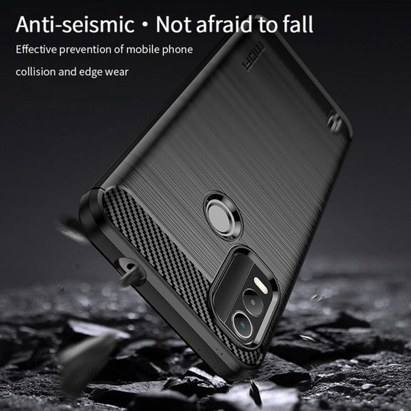 For Nokia C21 Plus MOFI Gentleness Brushed Carbon Fiber Soft TPU Case(Blue)
