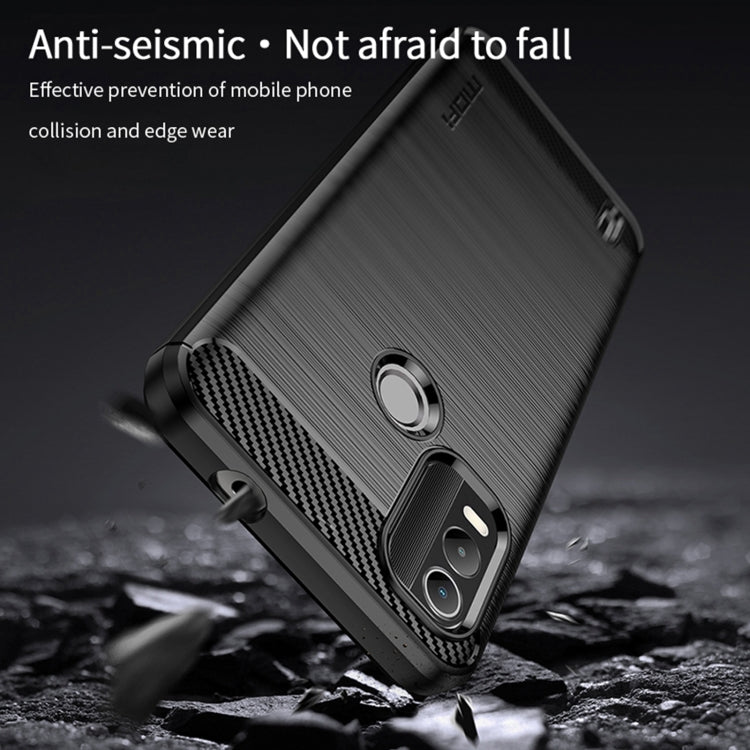 For Nokia C21 Plus MOFI Gentleness Brushed Carbon Fiber Soft TPU Case(Blue)