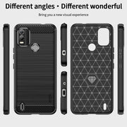 For Nokia C21 Plus MOFI Gentleness Brushed Carbon Fiber Soft TPU Case(Blue)
