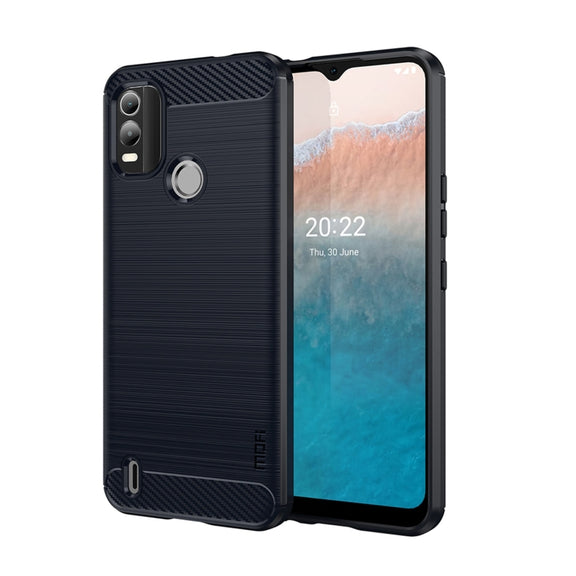 For Nokia C21 Plus MOFI Gentleness Brushed Carbon Fiber Soft TPU Case(Blue)