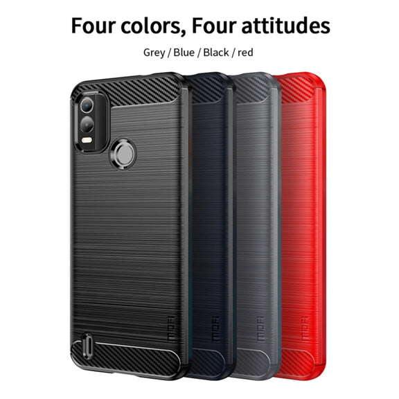 For Nokia C21 Plus MOFI Gentleness Brushed Carbon Fiber Soft TPU Case(Blue)