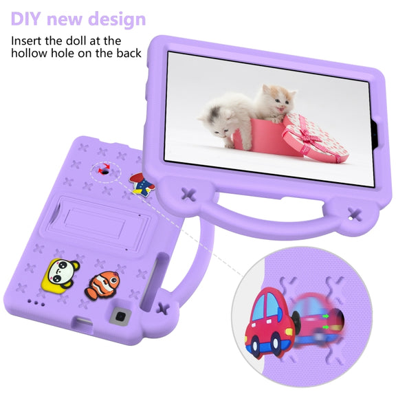 For Samsung Galaxy Tab A 8.0 2019 T290 / T295 Handle Kickstand Children EVA Shockproof Tablet Case(Lighte Purple)