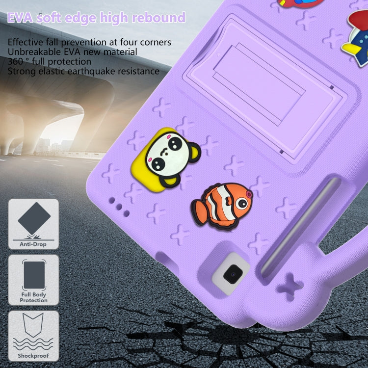 For Samsung Galaxy Tab A 8.0 2019 T290 / T295 Handle Kickstand Children EVA Shockproof Tablet Case(Lighte Purple)
