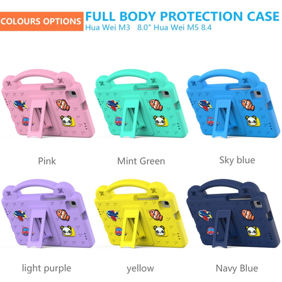 For Huawei MediaPad M5 8.4 Handle Kickstand Children EVA Shockproof Tablet Case(Light Purple)
