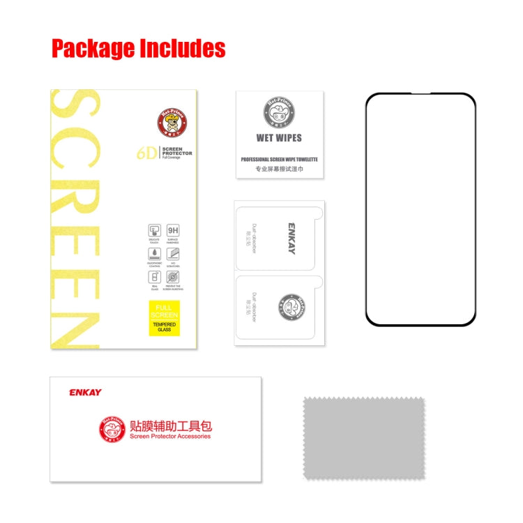 For iPhone 16e / 14 / 13 / 13 Pro ENKAY 6D Full Glue Tempered Glass Full Film - free shipping - PMC TechLife - Order now!